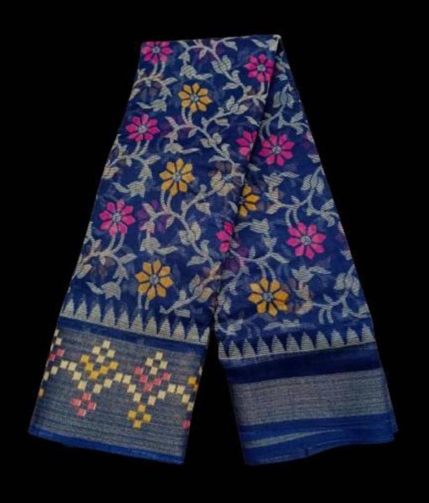 Suntex Net Cut Outs Saree With Unstitched Blouse Piece ( Blue ) Suntex Net Cut Outs Saree With Unstitched Blouse Piece ( Blue )