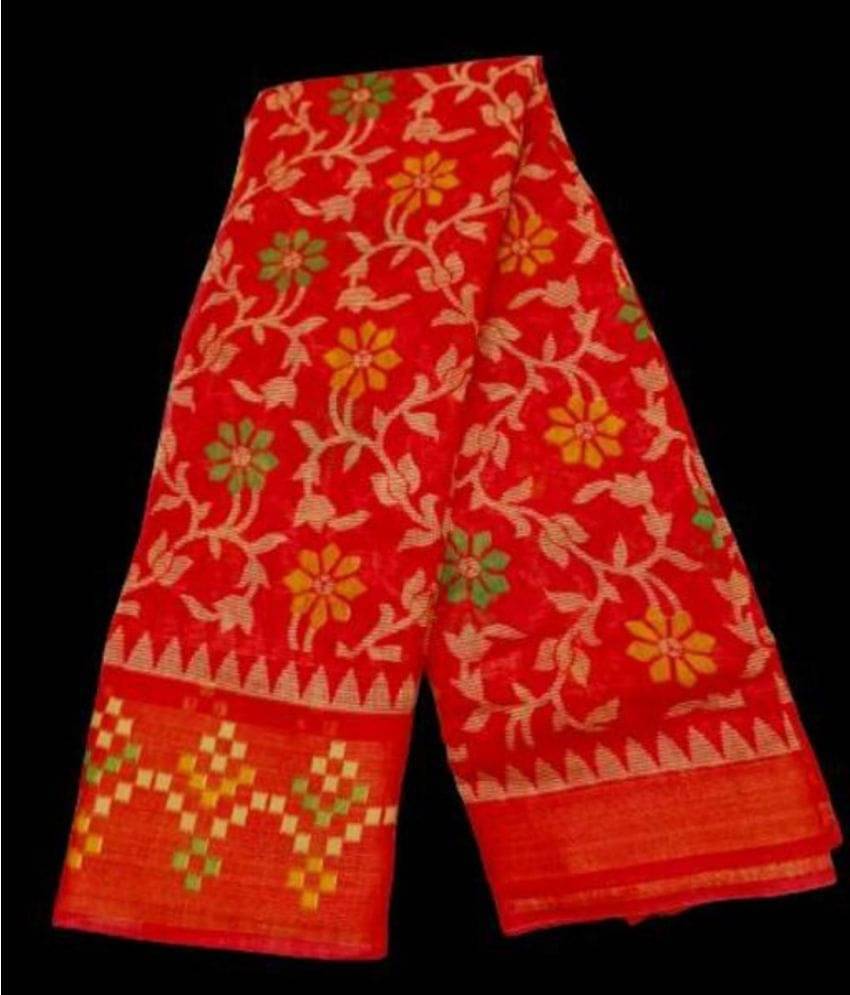 Suntex Net Cut Outs Saree With Unstitched Blouse Piece ( Red ) Suntex Net Cut Outs Saree With Unstitched Blouse Piece ( Red )