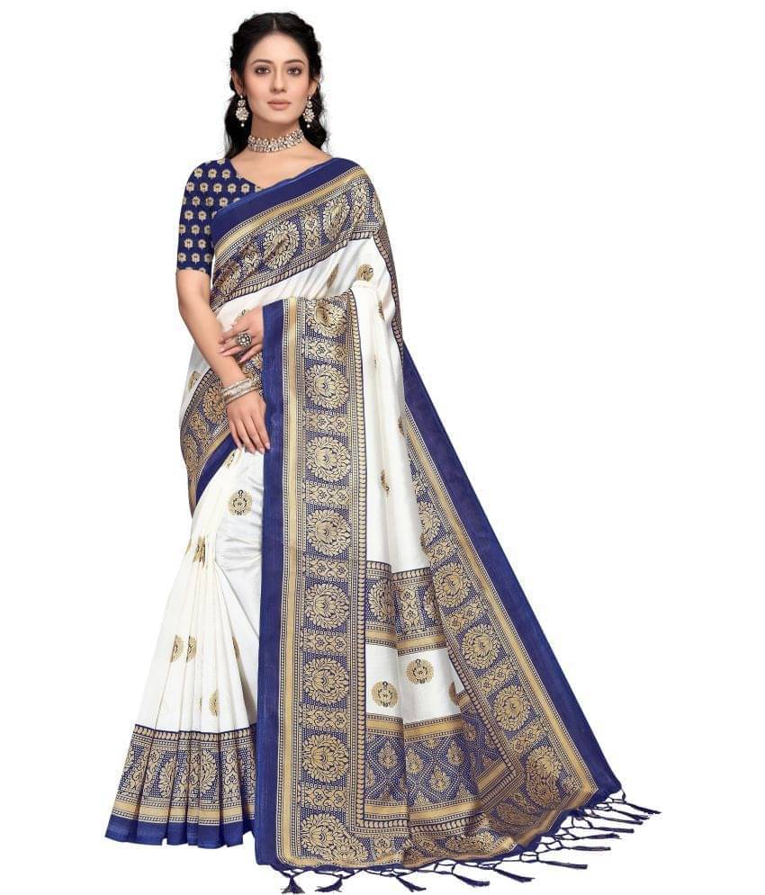     			Suntex Net Cut Outs Saree With Unstitched Blouse Piece ( Navy Blue )