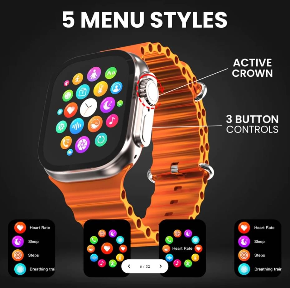     			T800 Ultra Smart Watch with Beautiful Strap, Bluetooth Calling Smart Watch, 1.99" Touch Display with Fitness & Outdoor, Health & Medical Tracker, 8 Unique UI Interactions (Orange)