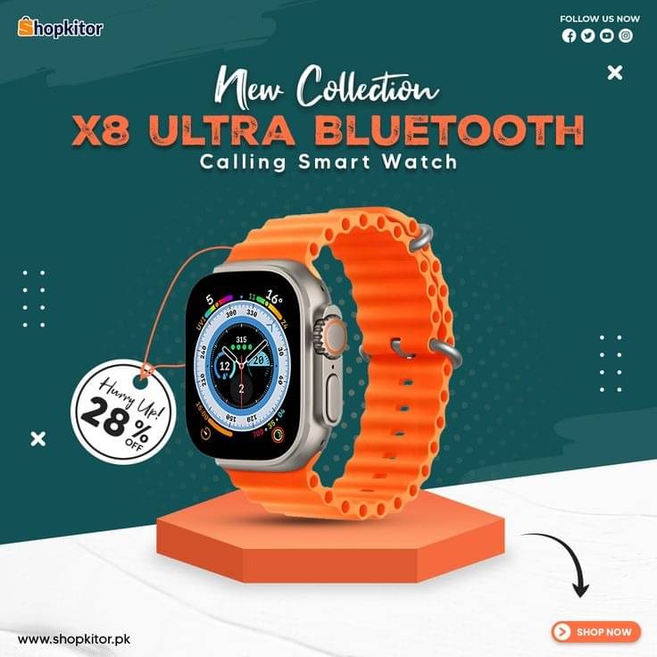     			T800 Ultra Smart Watch with Beautiful Strap, Bluetooth Calling Smart Watch, 1.99" Touch Display with Fitness & Outdoor, Health & Medical Tracker, 8 Unique UI Interactions (Orange)