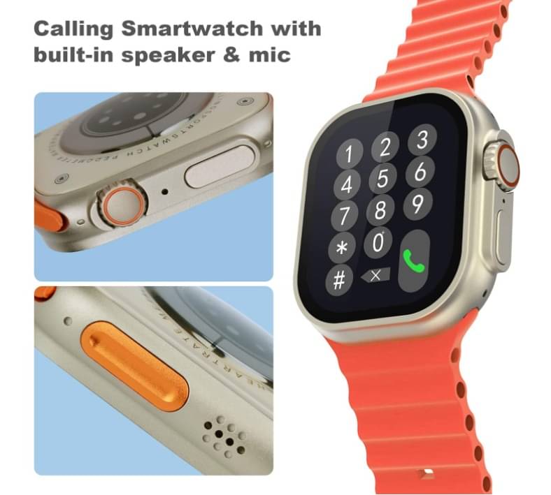     			T800 Ultra Smart Watch with Beautiful Strap, Bluetooth Calling Smart Watch, 1.99" Touch Display with Fitness & Outdoor, Health & Medical Tracker, 8 Unique UI Interactions (Orange)