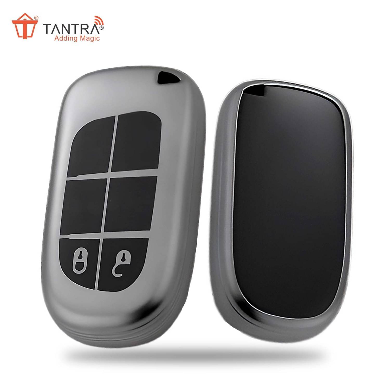     			TANTRA TPU Key Cover  Compatible With Jeep Meridian, Compass, Trailhawk, 2  Button Flip Key (Grey)