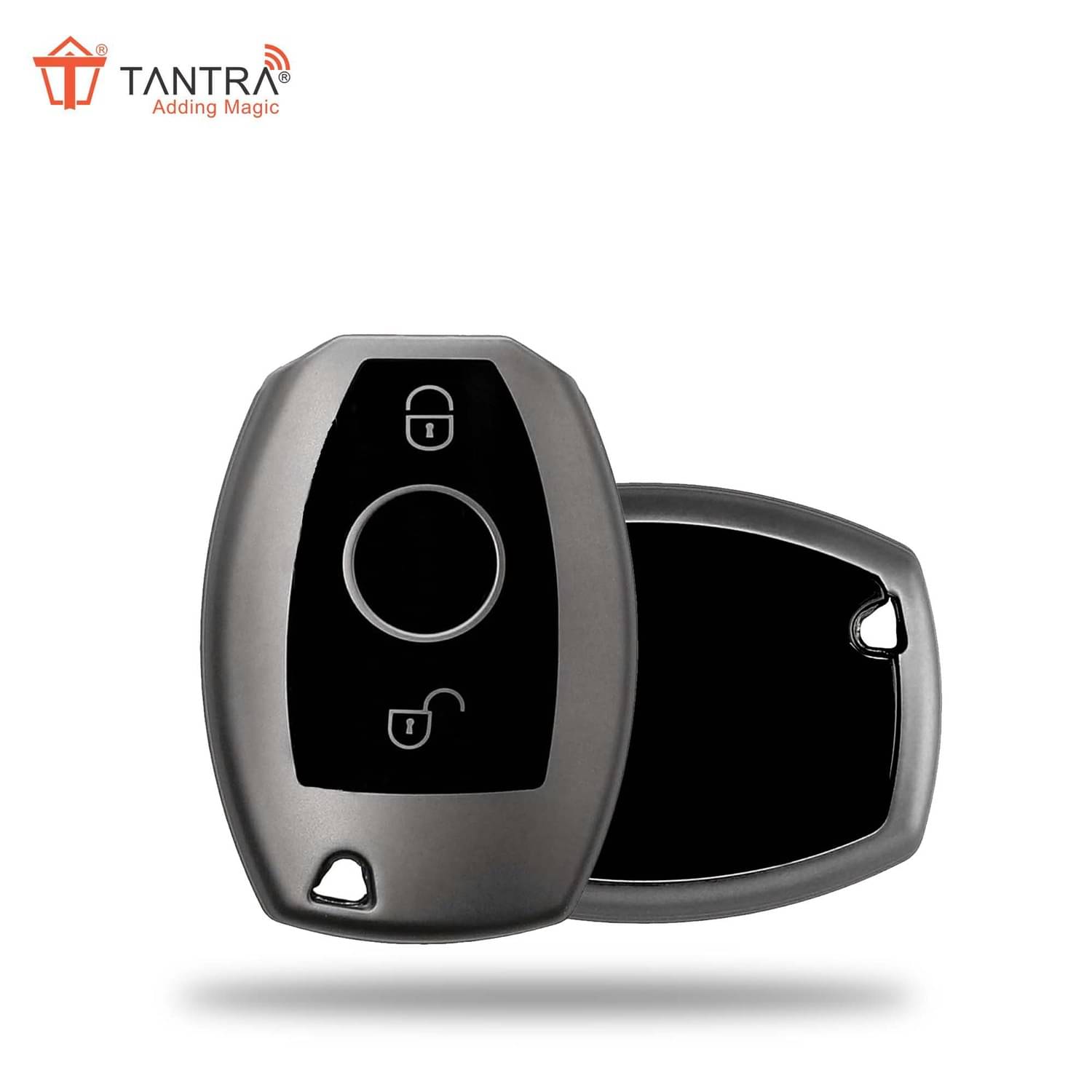     			TANTRA TPU Key Cover  Compatible with Mer-cedes Benz A B C E G K R S Class AMG with 2 Button Flip Key (Grey)