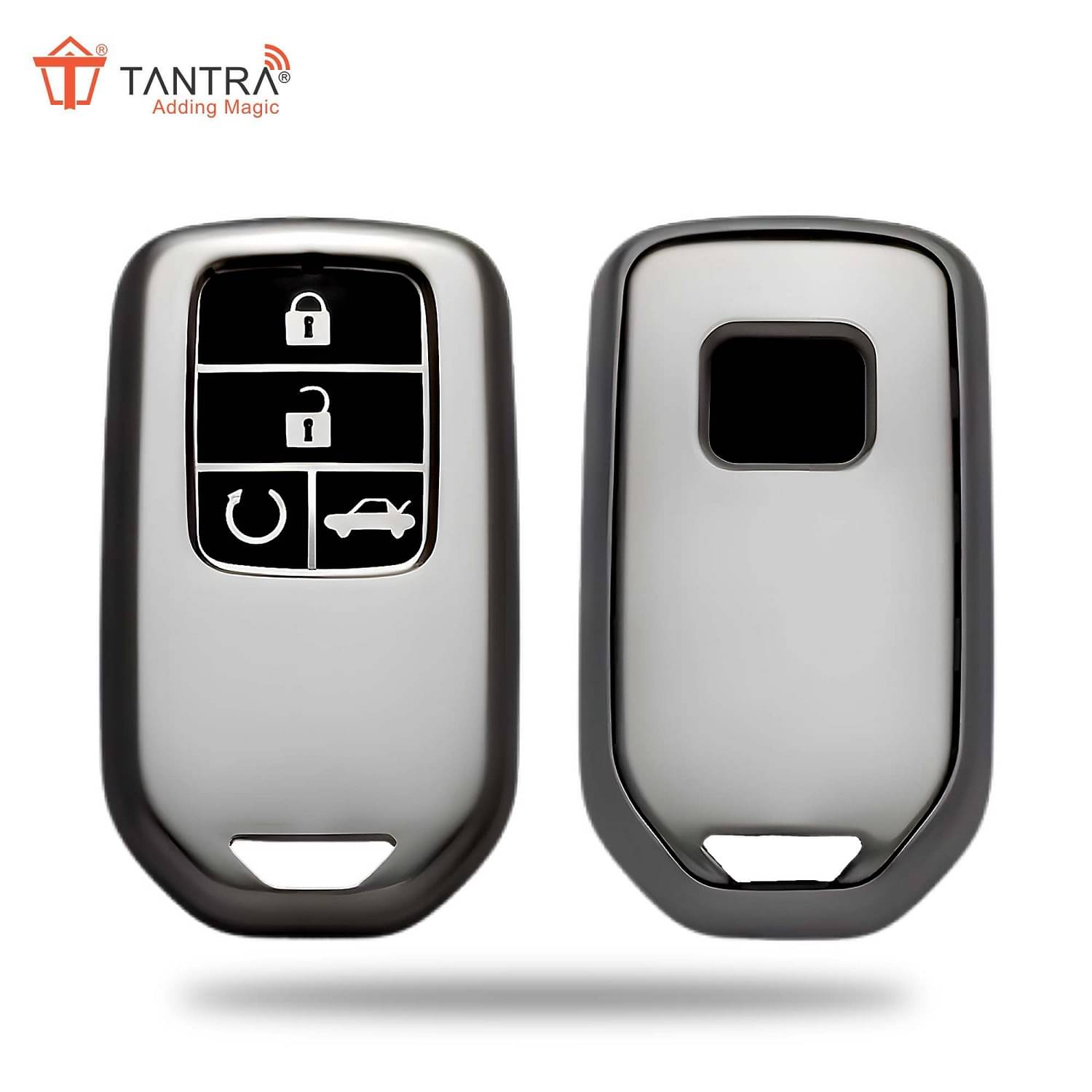 TANTRA TPU Key Cover Compatible With Honda Amaze | City | Civic 2023 2024 4 Button Flip Key (Grey) TANTRA TPU Key Cover Compatible With Honda Amaze | City | Civic 2023 2024 4 Button Flip Key (Grey)