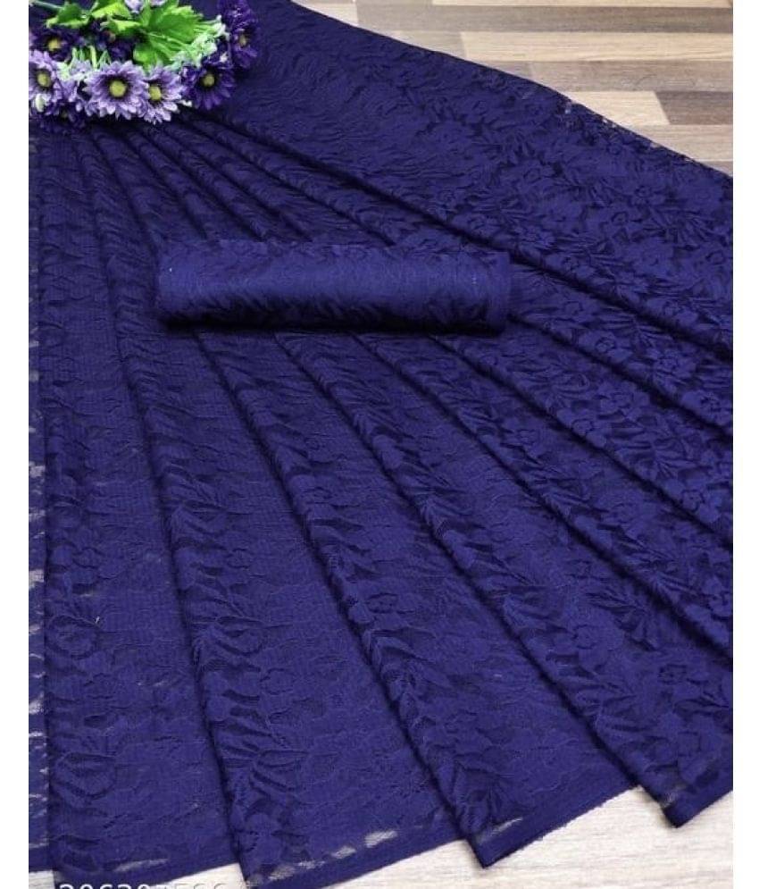     			Today Deal Cotton Silk Applique Saree With Unstitched Blouse Piece ( Navy Blue )