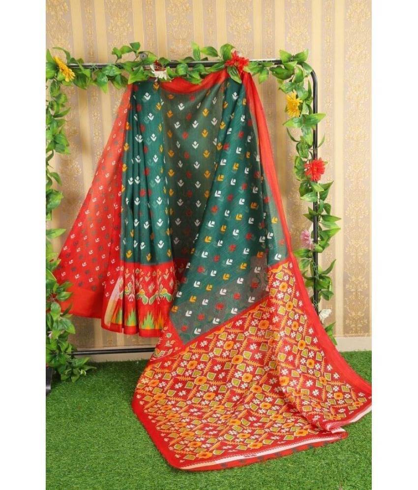     			Today Deal Cotton Silk Applique Saree With Unstitched Blouse Piece ( Red )