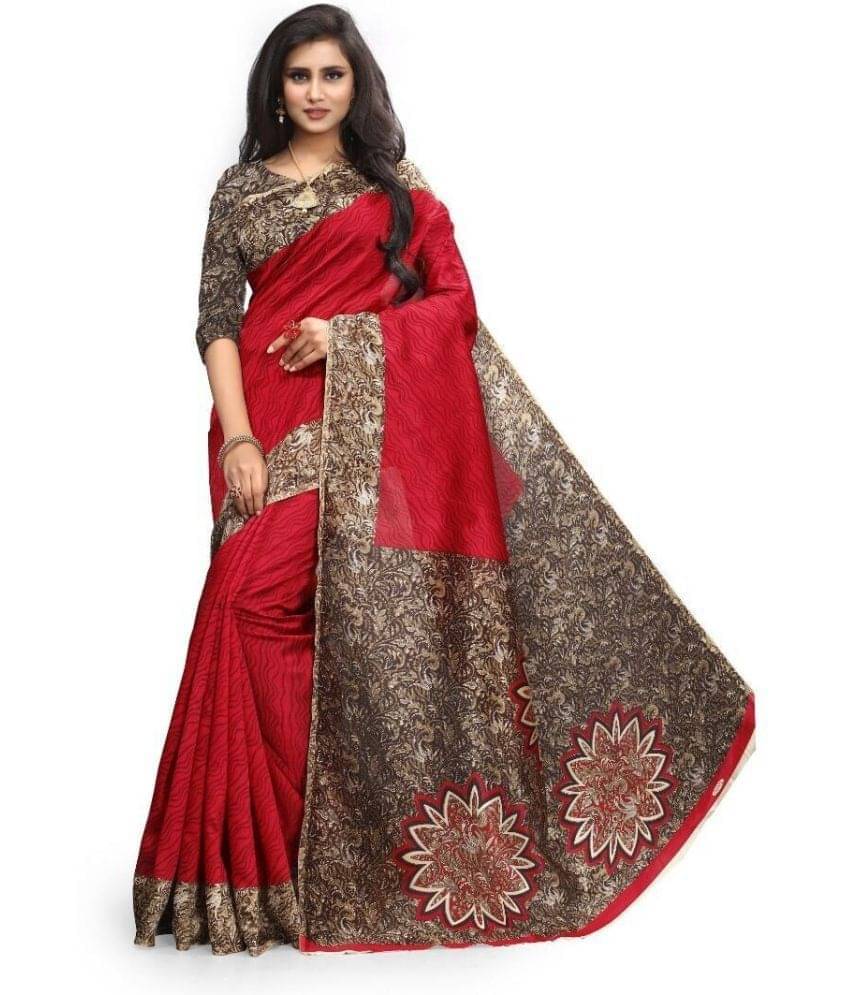     			Today Deal Cotton Silk Embellished Saree With Unstitched Blouse Piece ( Red )