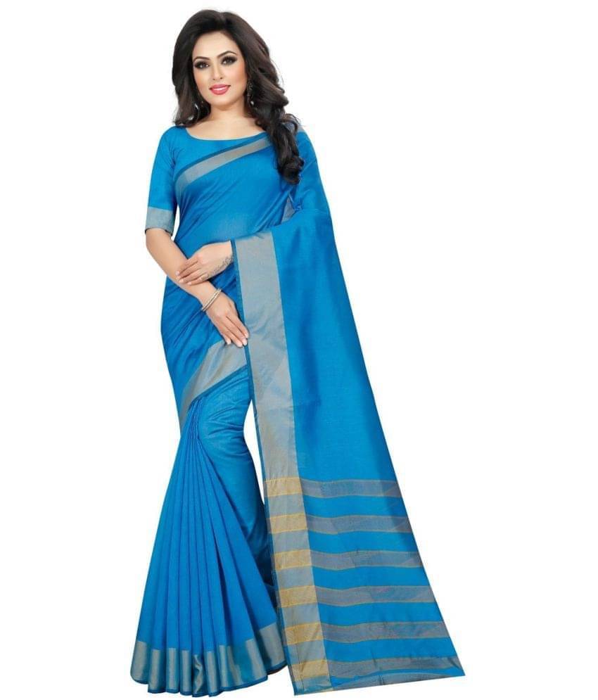 Today Deal Cotton Silk Woven Saree With Unstitched Blouse Piece ( Light Blue ) Today Deal Cotton Silk Woven Saree With Unstitched Blouse Piece ( Light Blue )