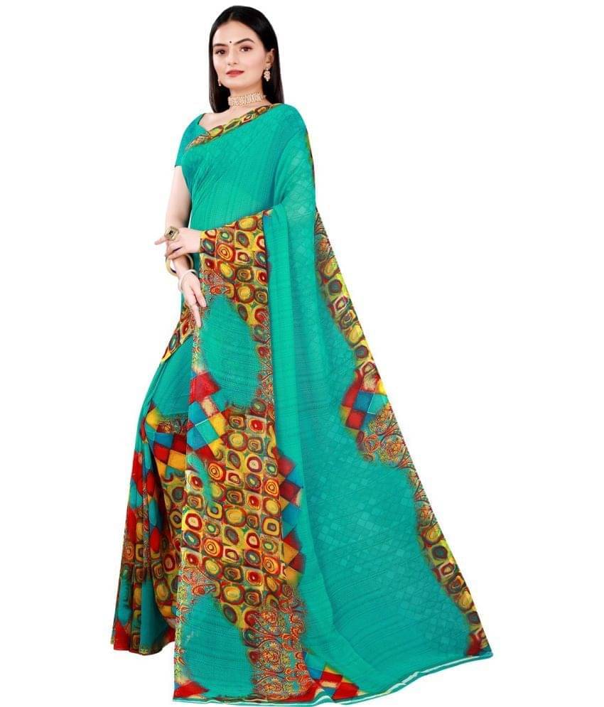     			Today Deal Net Cut Outs Saree With Unstitched Blouse Piece ( Green )