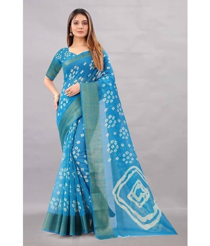     			Today Deal Net Cut Outs Saree With Unstitched Blouse Piece ( Light Blue )