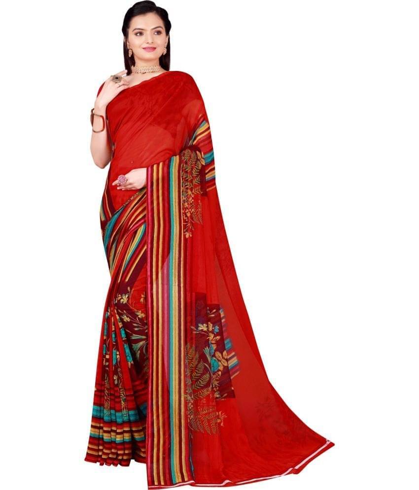 Today Deal Net Cut Outs Saree With Unstitched Blouse Piece ( Red ) Today Deal Net Cut Outs Saree With Unstitched Blouse Piece ( Red )