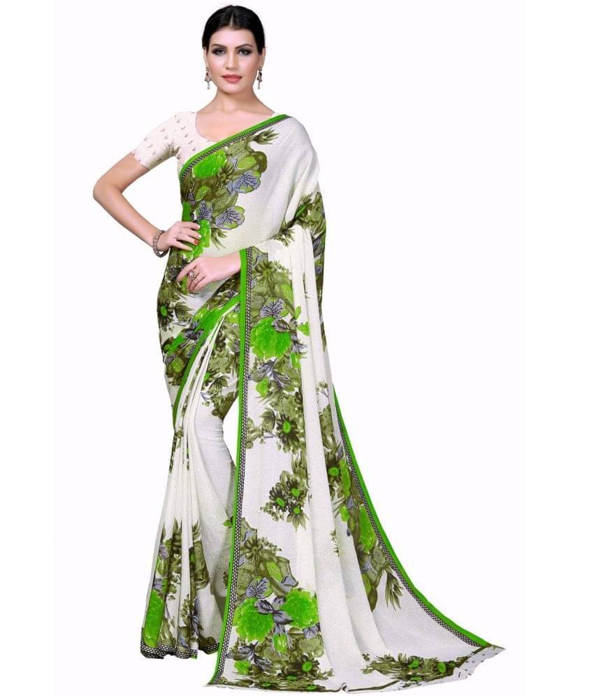     			Today Deal Net Cut Outs Saree With Unstitched Blouse Piece ( White )