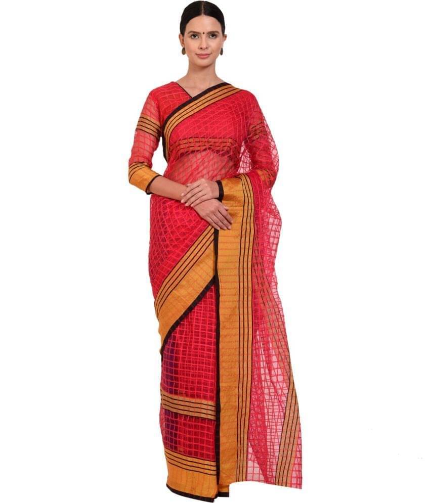    			Today Deal Net Cut Outs Saree With Unstitched Blouse Piece ( Pink )