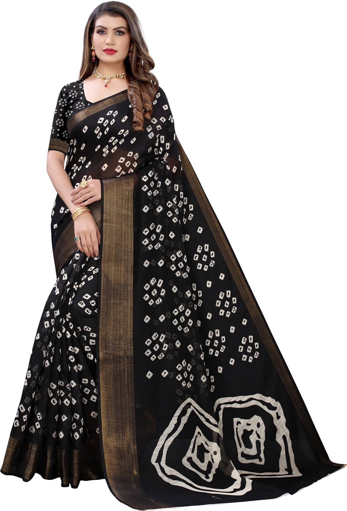     			Today Deal Net Cut Outs Saree With Unstitched Blouse Piece ( Black )