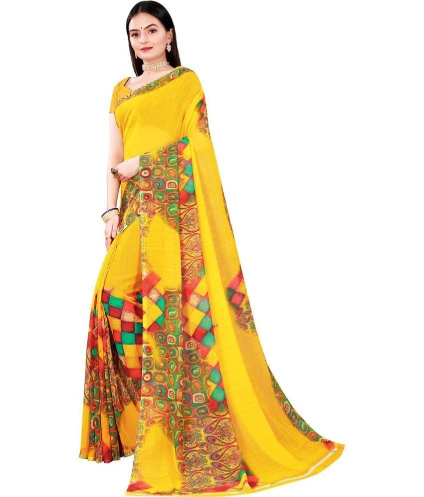 Today Deal Net Cut Outs Saree With Unstitched Blouse Piece ( Yellow ) Today Deal Net Cut Outs Saree With Unstitched Blouse Piece ( Yellow )