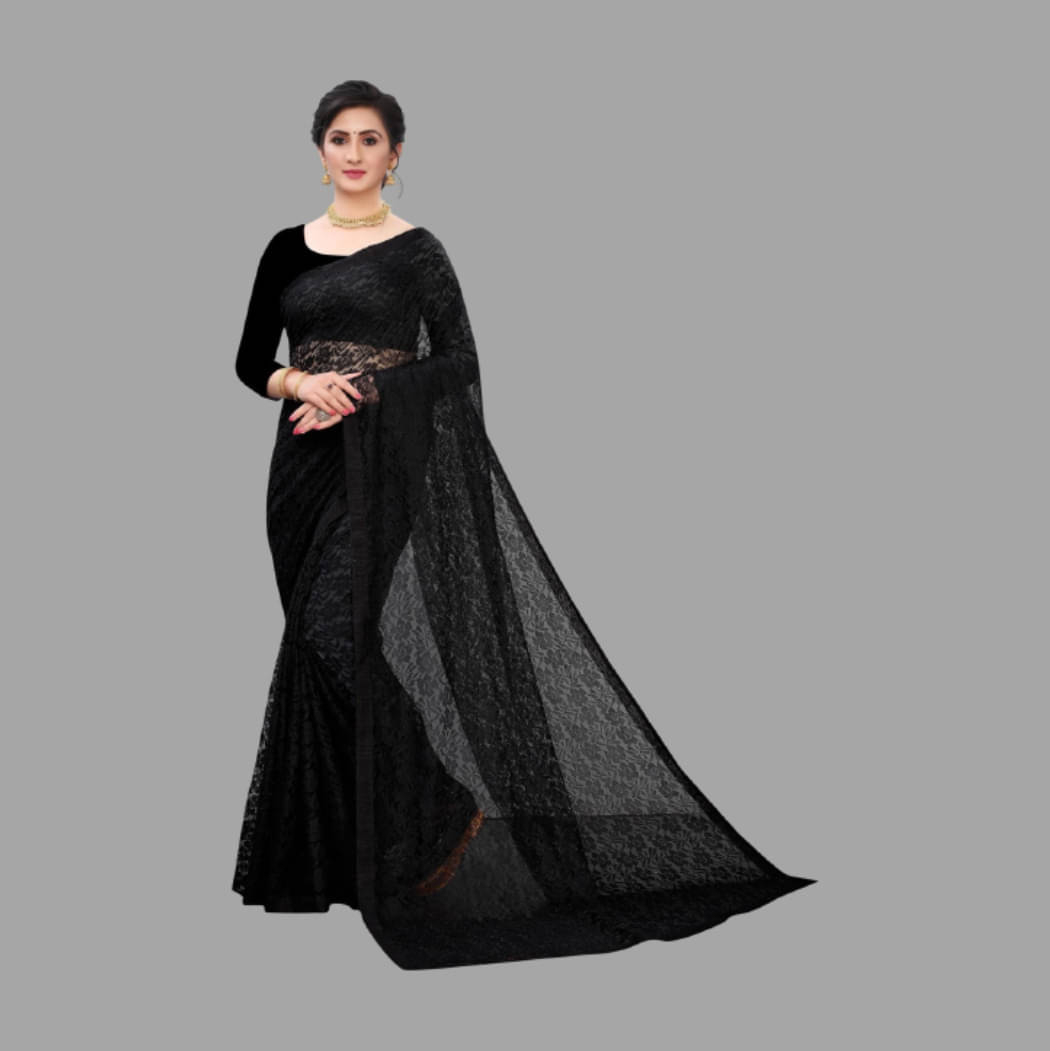     			Today Deal Net Self Design Saree With Unstitched Blouse Piece ( Black )