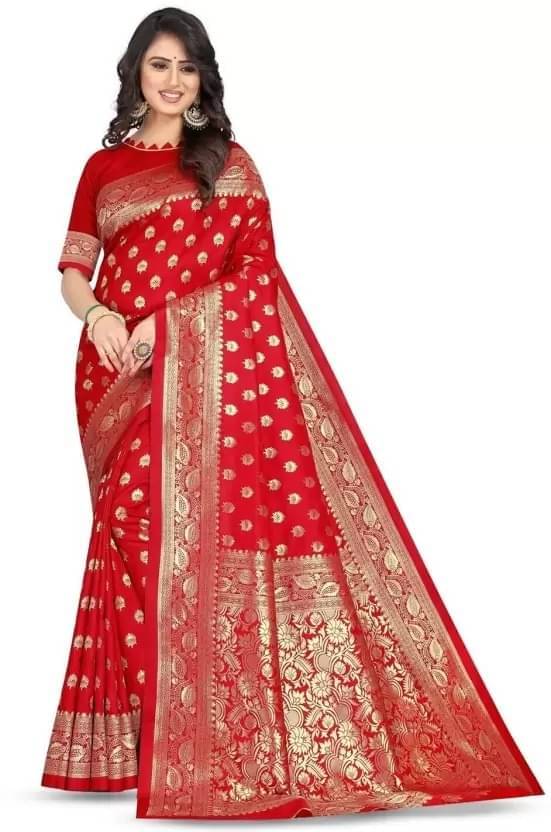     			Today Deal Silk Embellished Saree With Unstitched Blouse Piece ( Red )