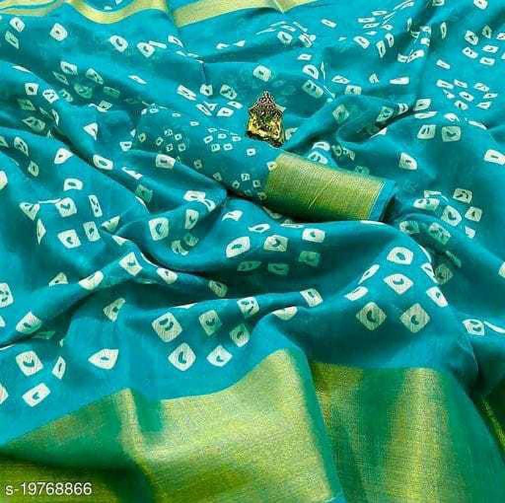     			Vkaran Art Silk Printed Saree With Unstitched Blouse Piece ( Blue )