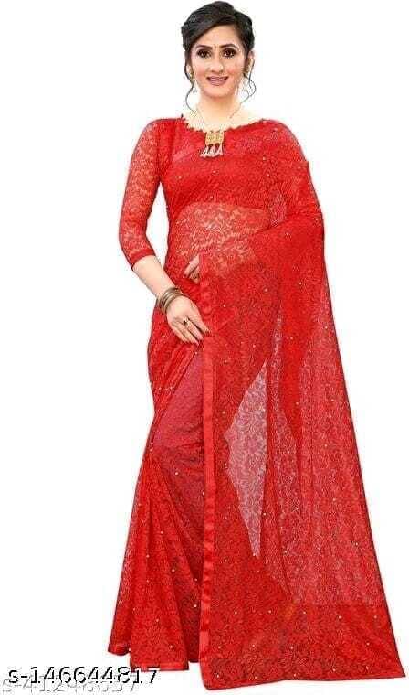 Vkaran Cotton Silk Applique Saree With Unstitched Blouse Piece ( Red ) Vkaran Cotton Silk Applique Saree With Unstitched Blouse Piece ( Red )
