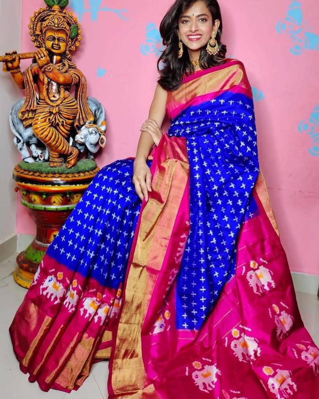 Vkaran Cotton Silk Printed Saree With Unstitched Blouse Piece ( Blue ) Vkaran Cotton Silk Printed Saree With Unstitched Blouse Piece ( Blue )