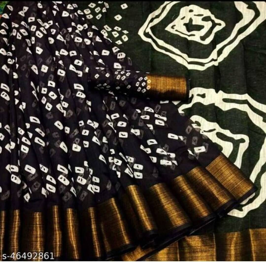     			Vkaran Cotton Silk Solid Saree With Unstitched Blouse Piece ( Black )