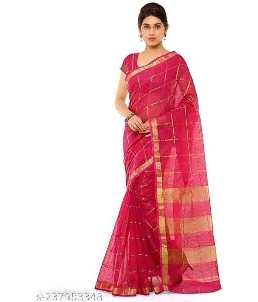 Vkaran Cotton Silk Woven Saree With Unstitched Blouse Piece ( Cream ) - Sarees | Buy online on ZillyBuy