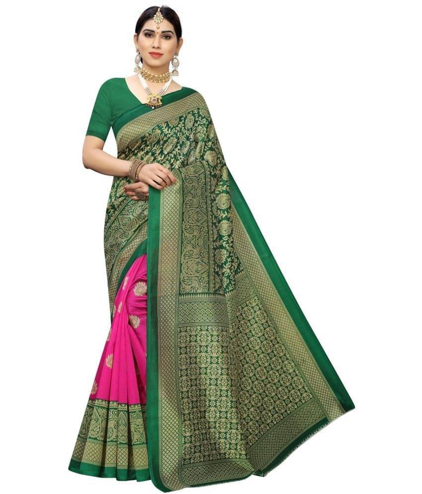 Vkaran Net Cut Outs Saree With Unstitched Blouse Piece ( Pink ) Vkaran Net Cut Outs Saree With Unstitched Blouse Piece ( Pink )