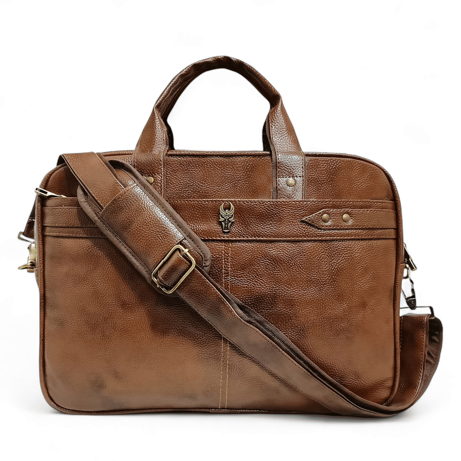 krishiv Tan Faux Leather Office Bag