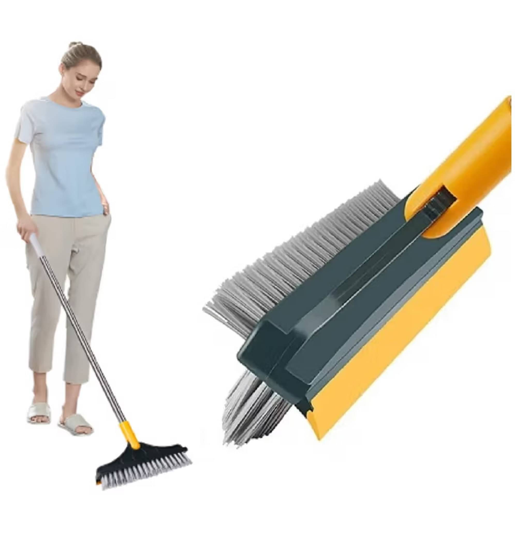     			3 in 1 Floor Brush | 3 in 1 Tiles Cleaning Brush | Bathroom Cleaning Brush with Wiper Upgraded 3 in 1 tiles | Bathroom Cleaning brush with Long Handle 3 in 1 Tiles Cleaning Brush | Gap Cleaning Scrapper Mop Brush