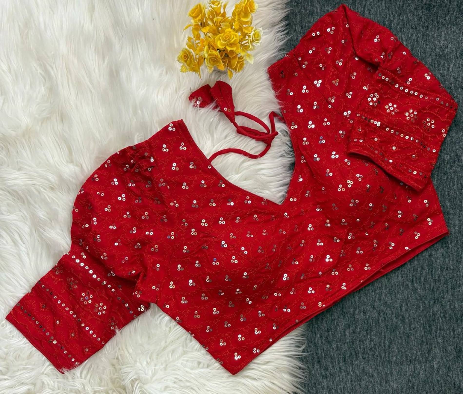 ARZ Red Readymade with Pad Cotton Women's Blouse ( Pack of 1 ) ARZ Red Readymade with Pad Cotton Women's Blouse ( Pack of 1 )