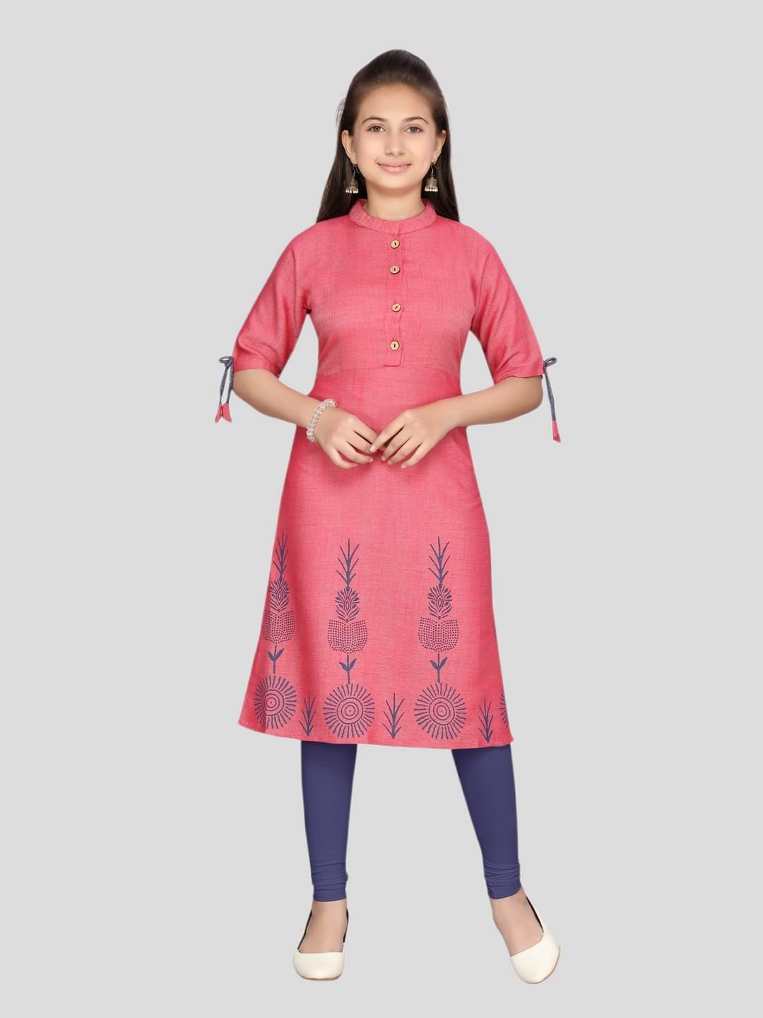     			Aarika Girls Cotton Blend Kurti with Legging ( Pack of 1 , Red )