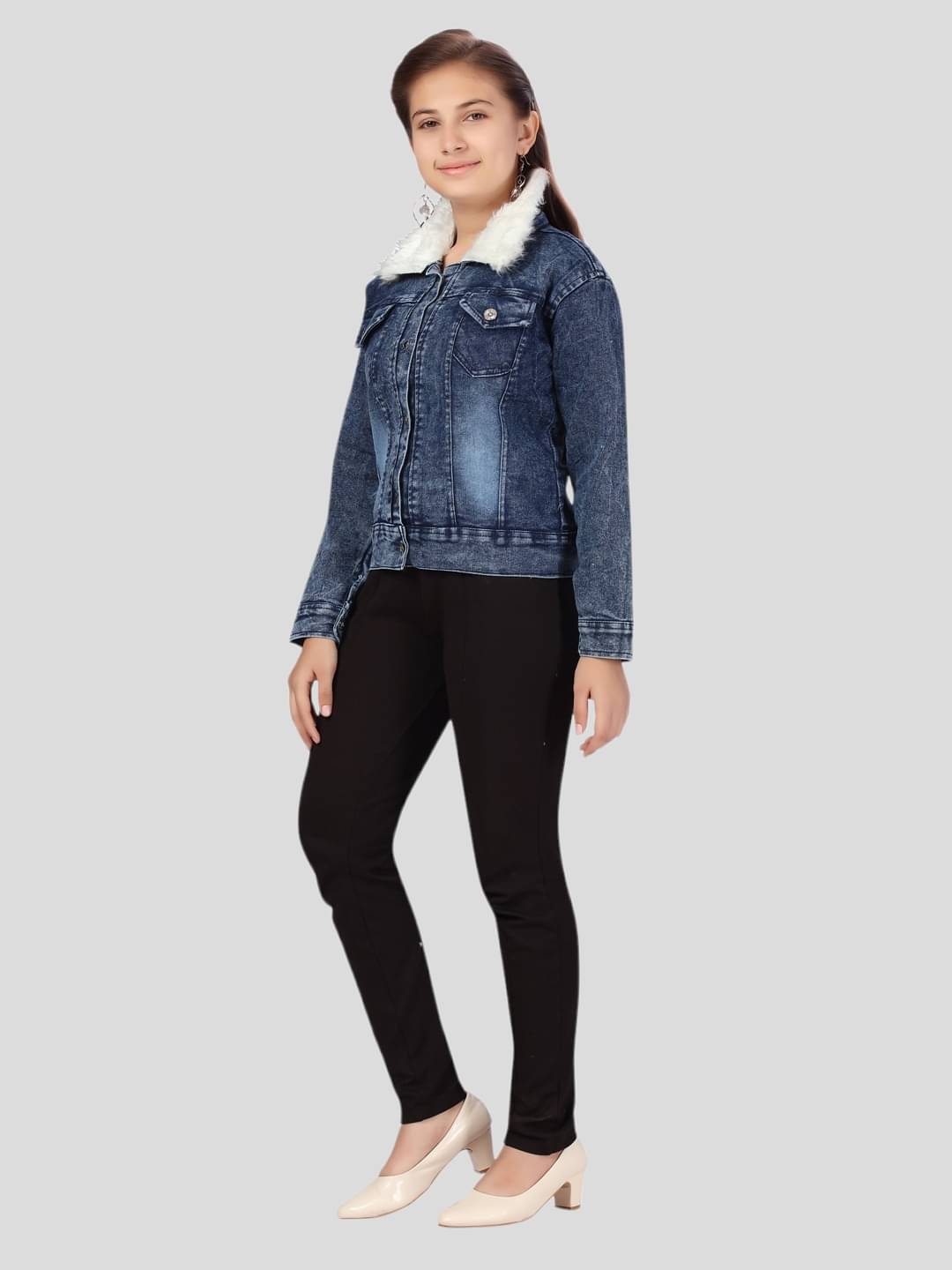     			Aarika Girls Denim Quilted & Bomber Jacket For ( Pack of 1 , Blue )