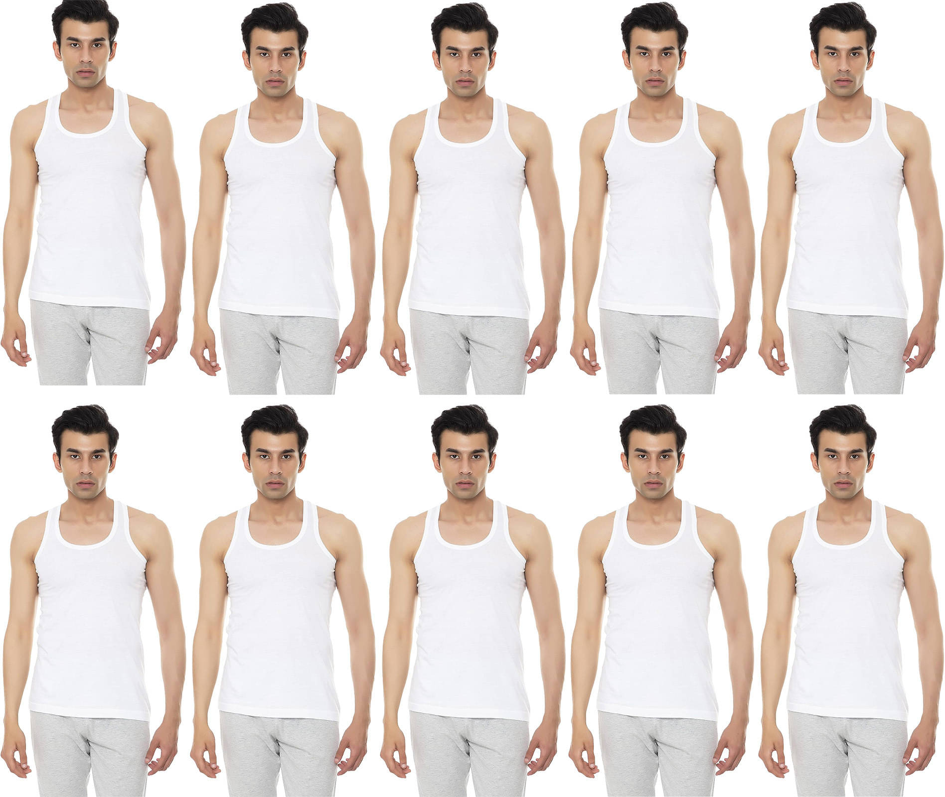 Amul comfy Pack of 10 Cotton Basic Vest For Men ( White ) Amul comfy Pack of 10 Cotton Basic Vest For Men ( White )