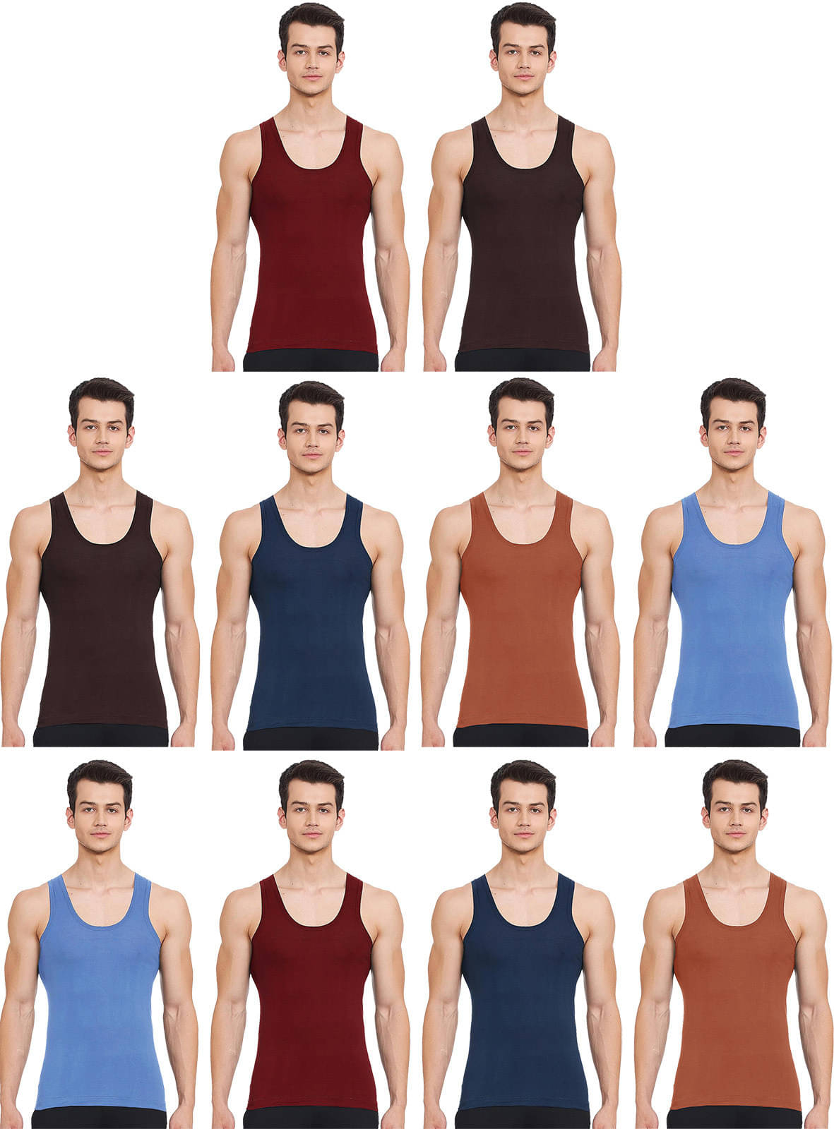     			Amul comfy Pack of 10 Cotton Basic Vest For Men ( Multicolor )