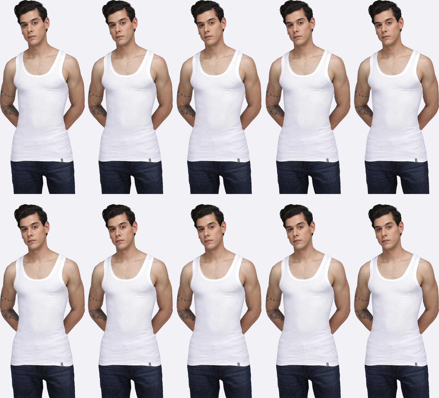 Amul comfy Pack of 10 Cotton Basic Vest For Men ( White ) Amul comfy Pack of 10 Cotton Basic Vest For Men ( White )