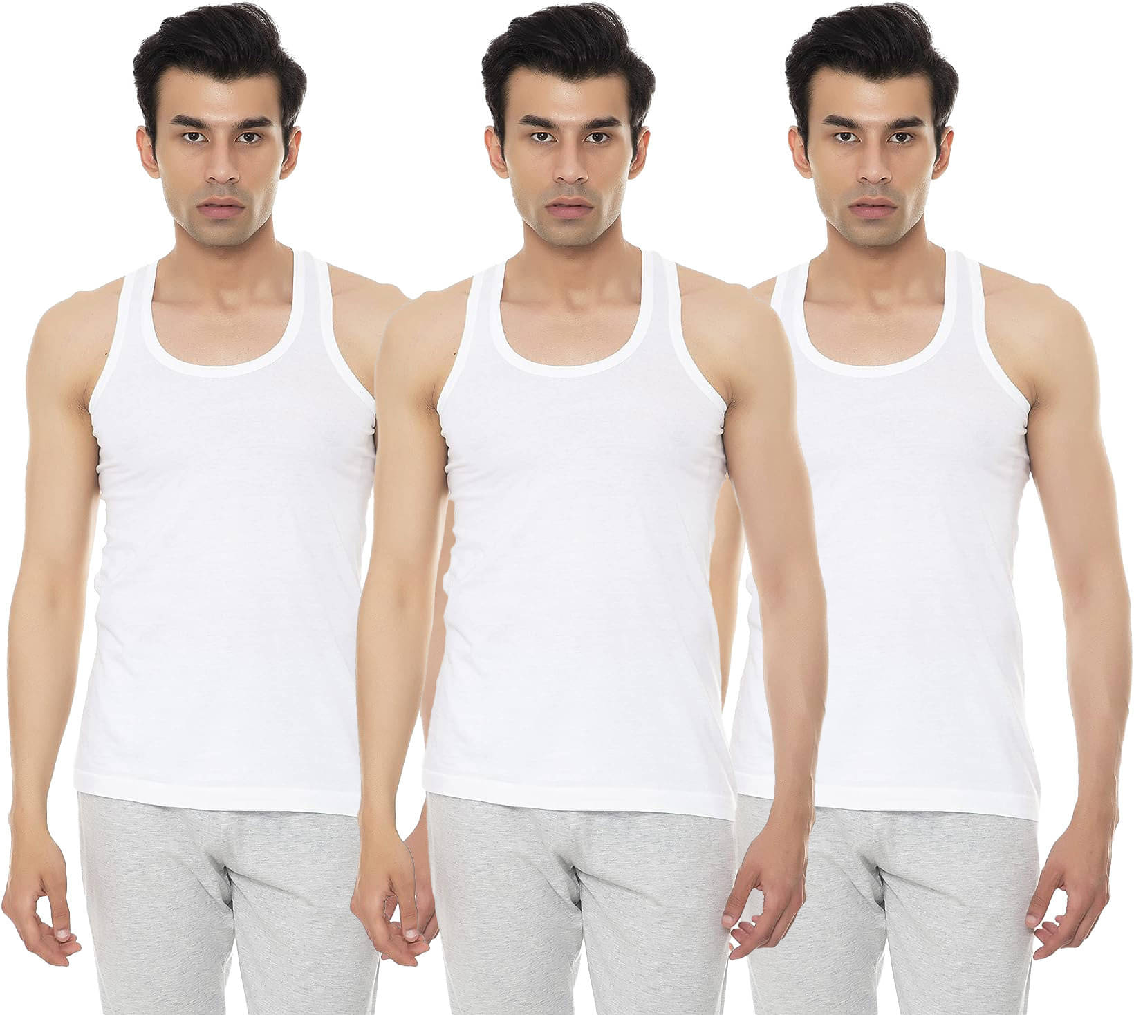 Amul comfy Pack of 3 Cotton Basic Vest For Men ( White ) Amul comfy Pack of 3 Cotton Basic Vest For Men ( White )