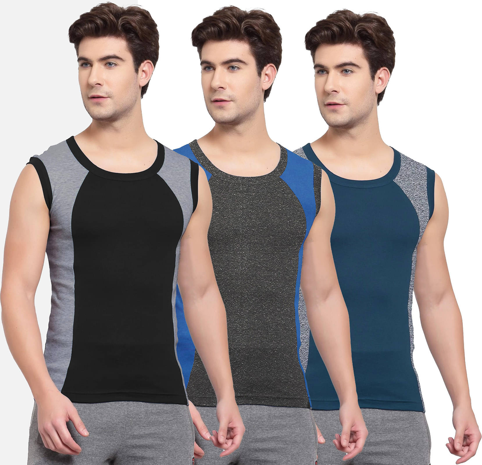     			Amul comfy Pack of 3 Cotton Basic Vest For Men ( Multicolor )