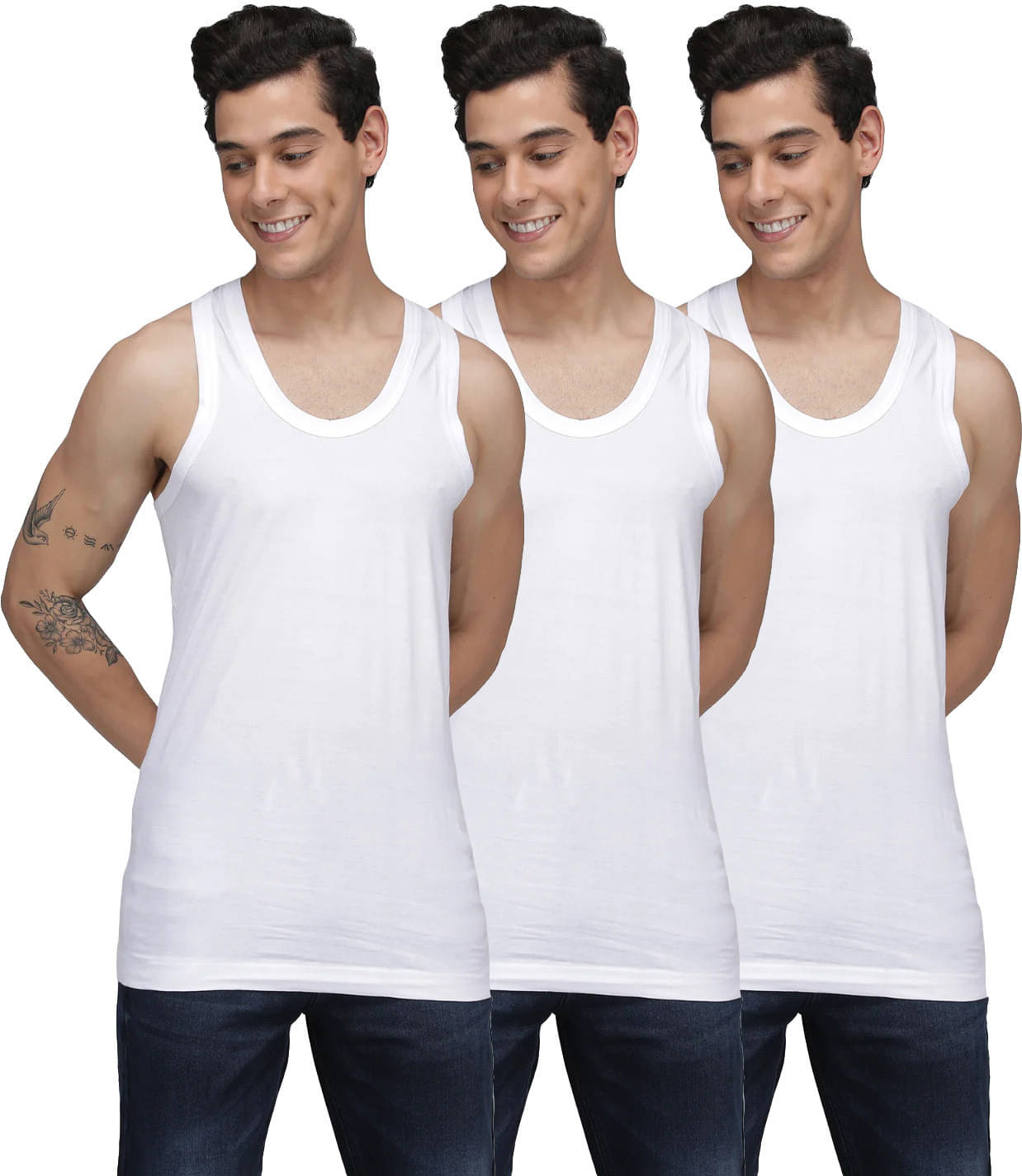 Amul comfy Pack of 3 Cotton Basic Vest For Men ( White ) Amul comfy Pack of 3 Cotton Basic Vest For Men ( White )