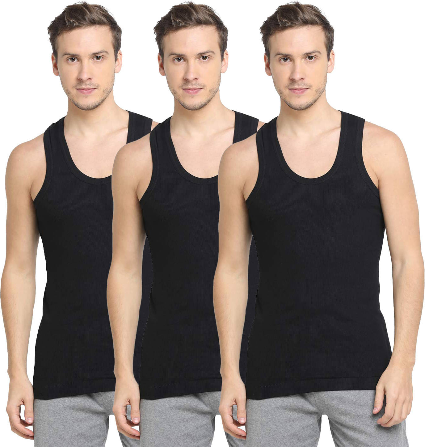 Amul comfy Pack of 3 Cotton Basic Vest For Men ( Black ) Amul comfy Pack of 3 Cotton Basic Vest For Men ( Black )
