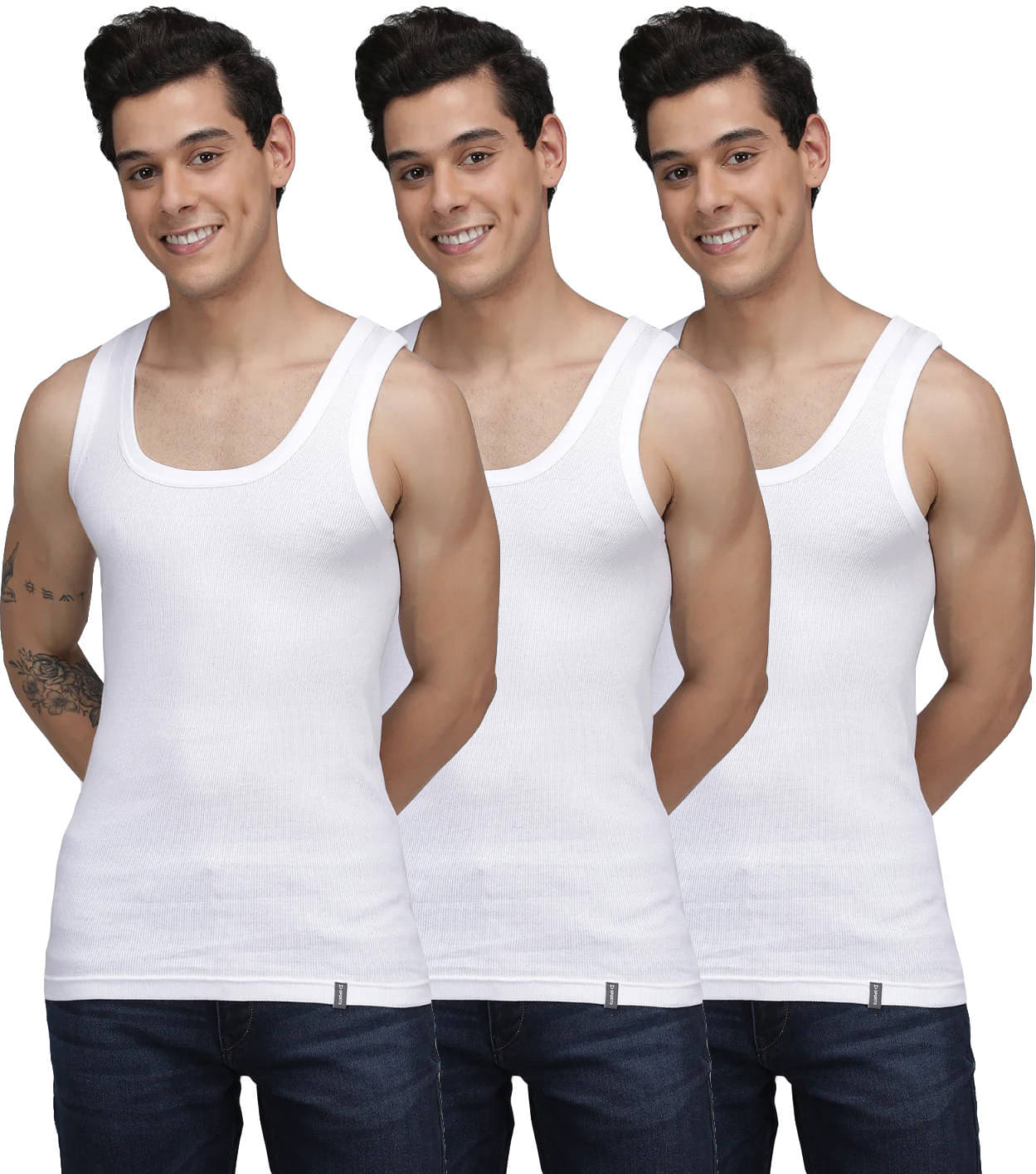     			Amul comfy Pack of 3 Cotton Basic Vest For Men ( White )