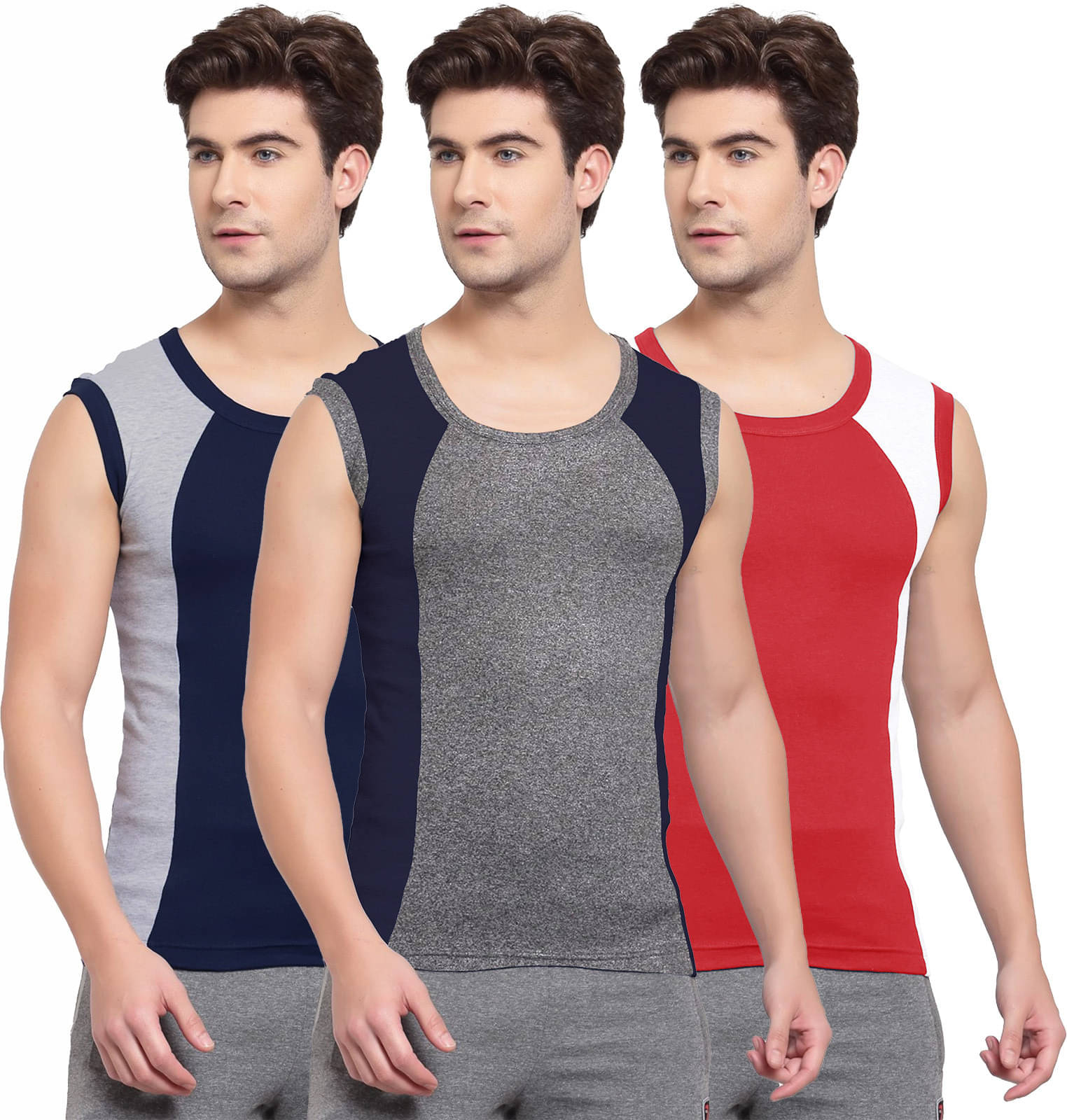 Amul comfy Pack of 3 Cotton Basic Vest For Men ( Multicolor ) Amul comfy Pack of 3 Cotton Basic Vest For Men ( Multicolor )