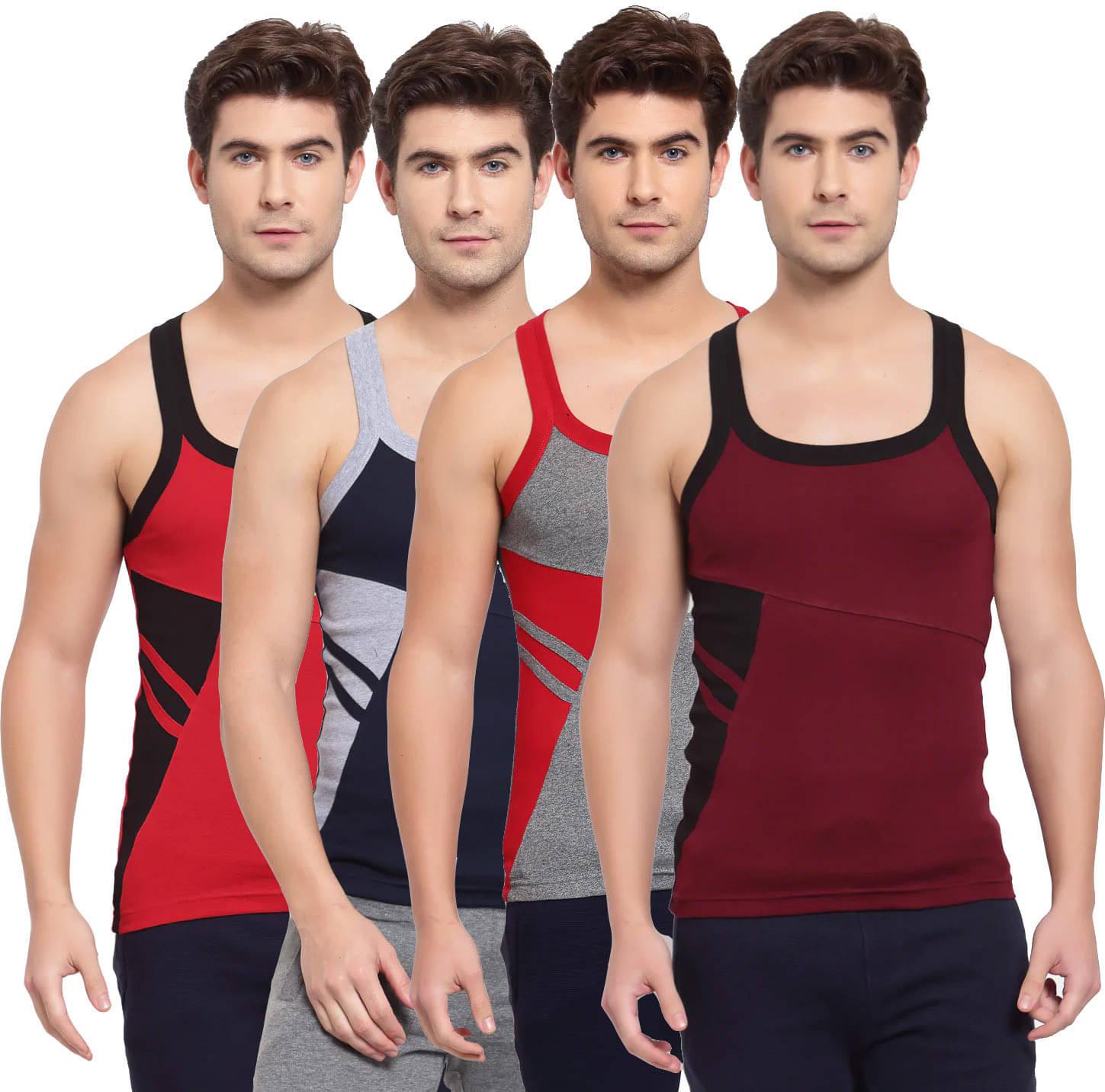     			Amul comfy Pack of 4 Cotton Basic Vest For Men ( Multicolor )