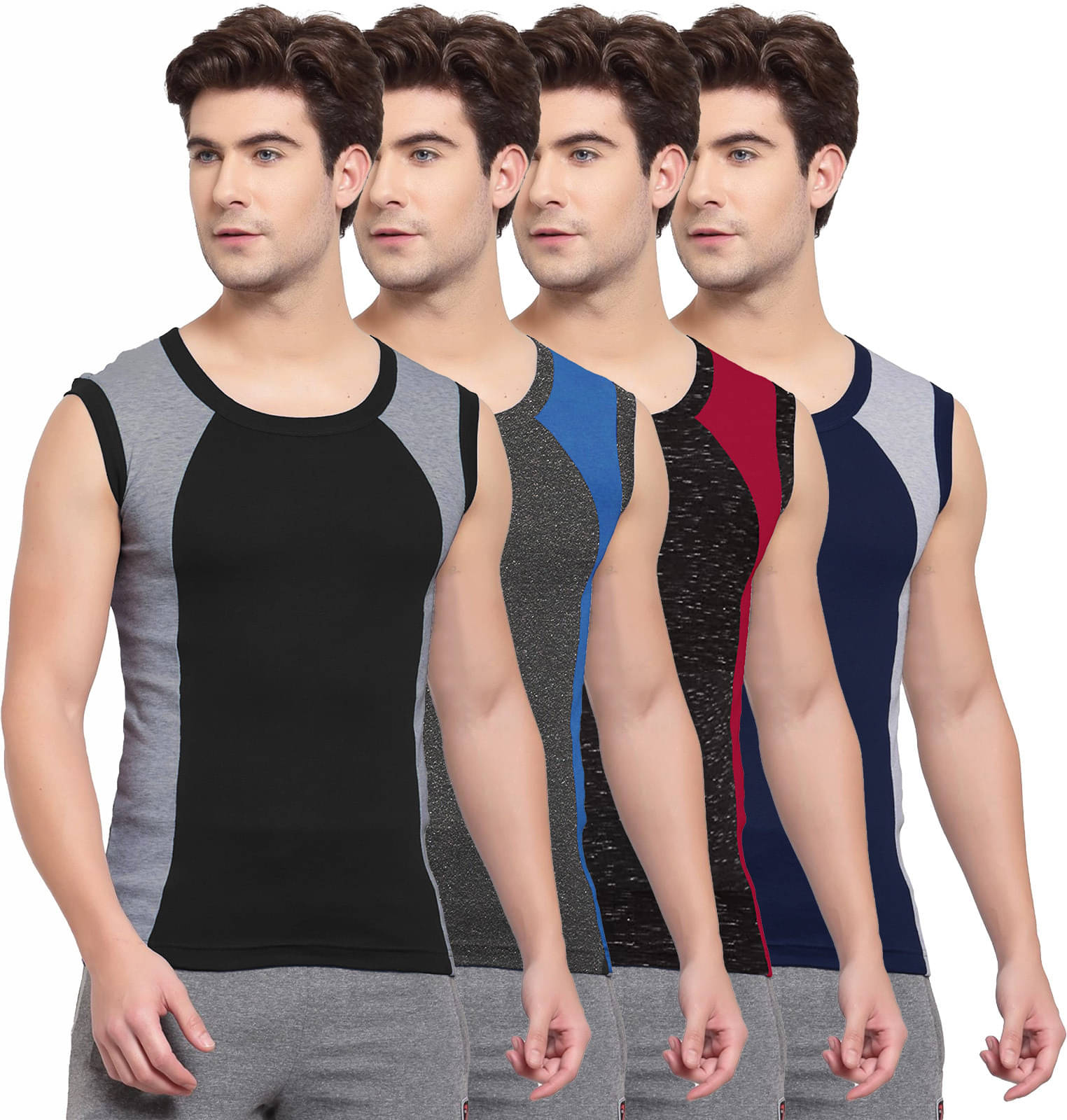     			Amul comfy Pack of 4 Cotton Basic Vest For Men ( Multicolor )