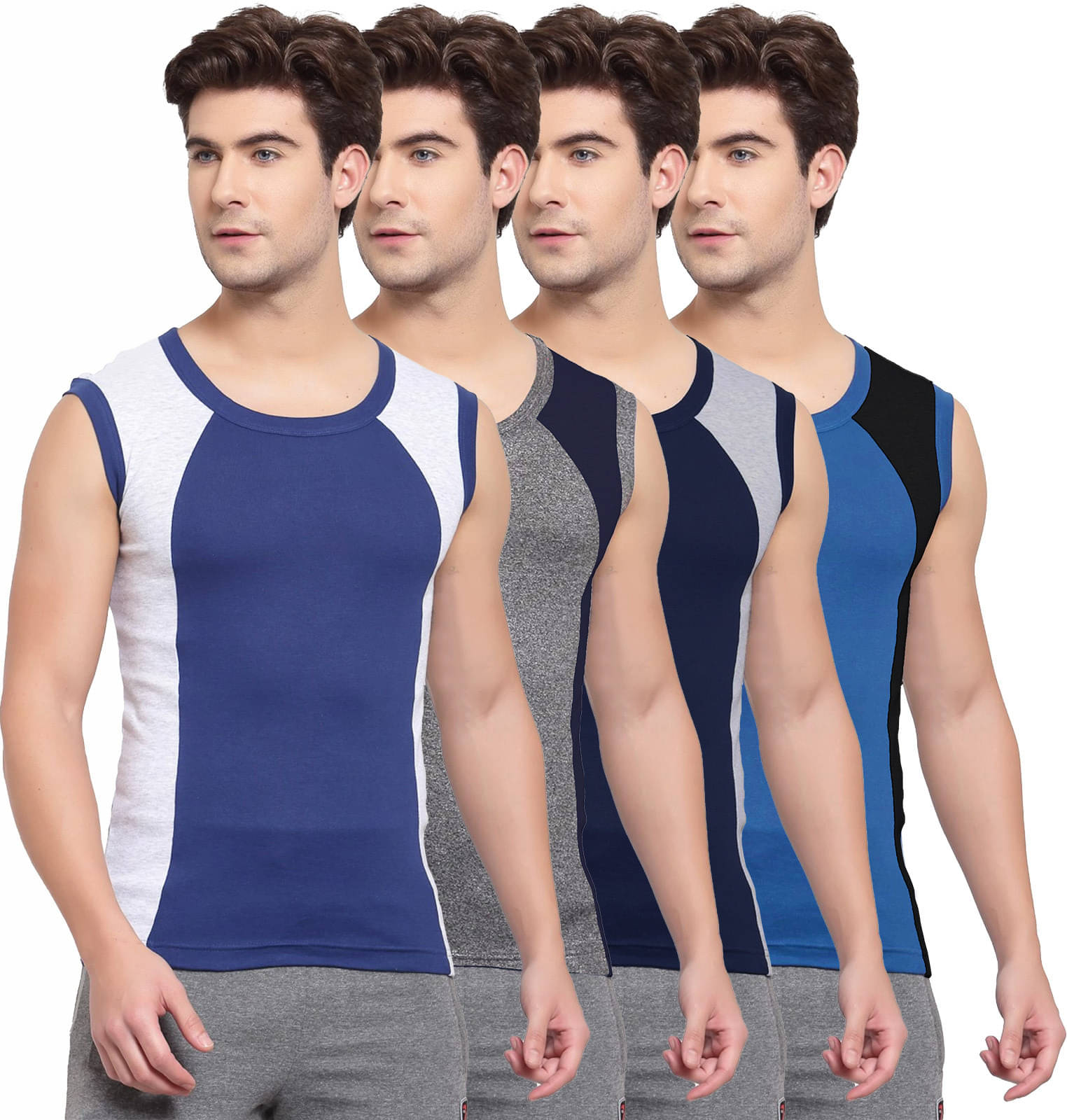 Amul comfy Pack of 4 Cotton Basic Vest For Men ( Multicolor ) Amul comfy Pack of 4 Cotton Basic Vest For Men ( Multicolor )