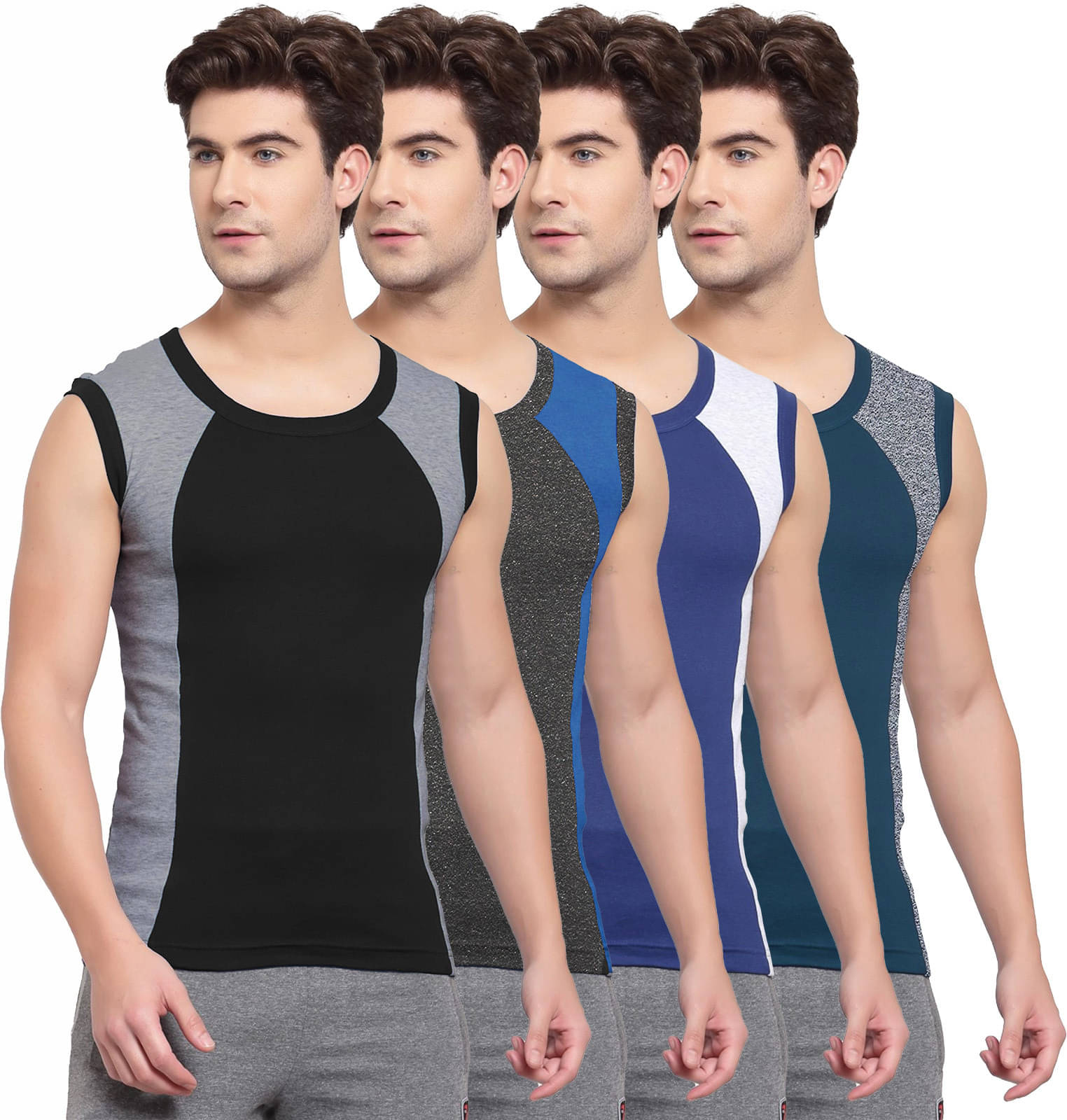 Amul comfy Pack of 4 Cotton Basic Vest For Men ( Multicolor ) Amul comfy Pack of 4 Cotton Basic Vest For Men ( Multicolor )