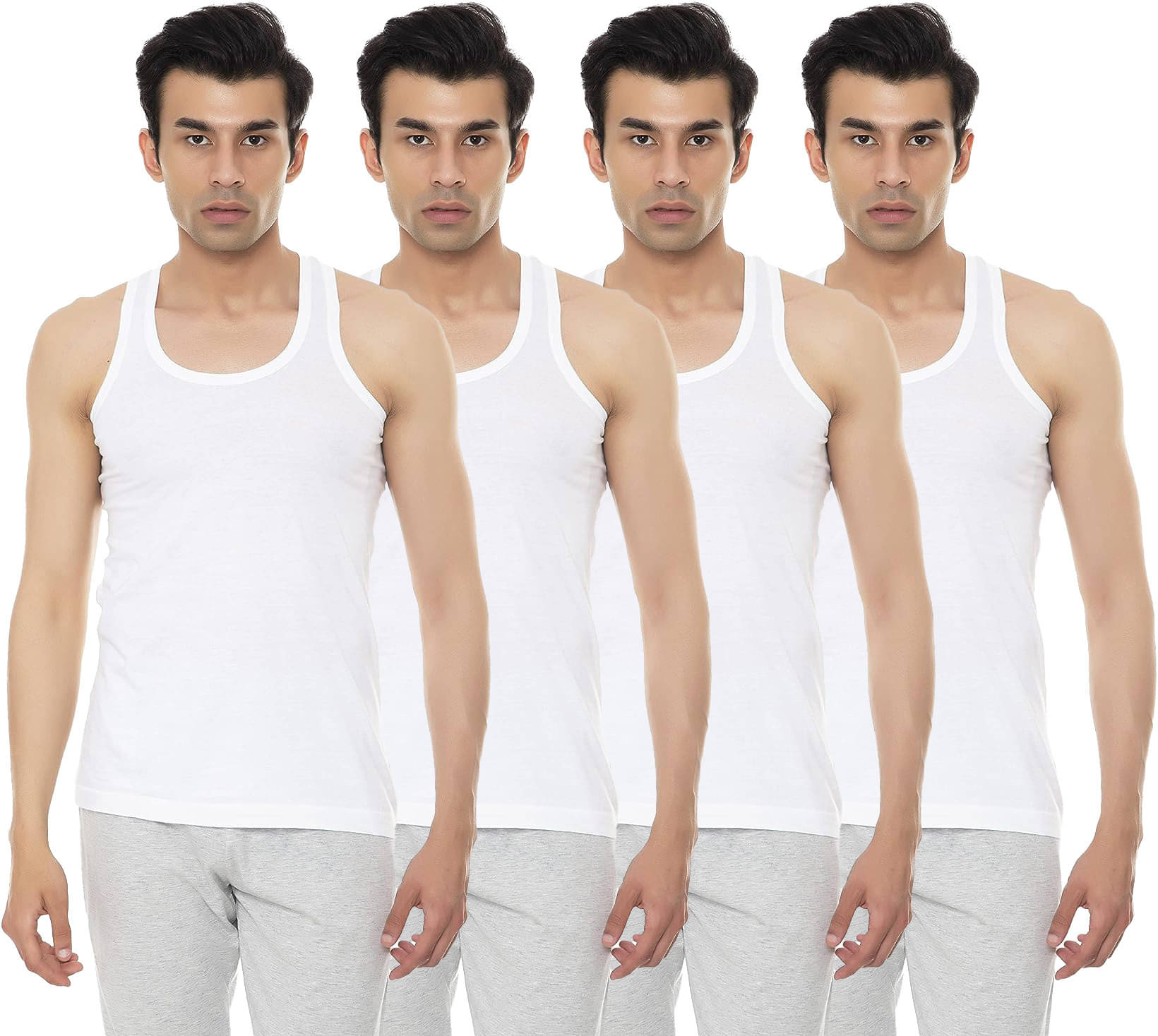 Amul comfy Pack of 4 Cotton Basic Vest For Men ( White ) Amul comfy Pack of 4 Cotton Basic Vest For Men ( White )
