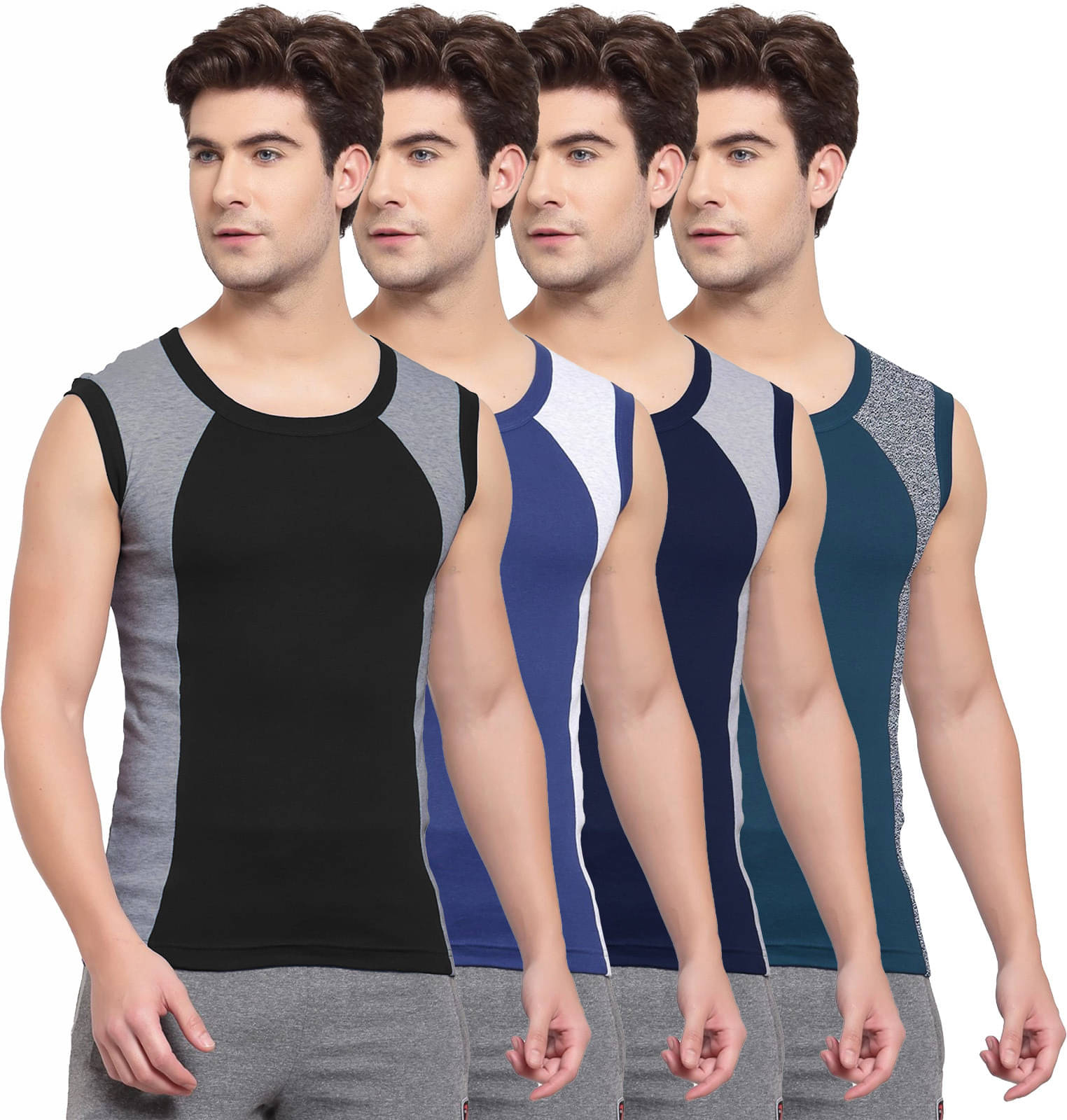 Amul comfy Pack of 4 Cotton Basic Vest For Men ( Multicolor ) Amul comfy Pack of 4 Cotton Basic Vest For Men ( Multicolor )