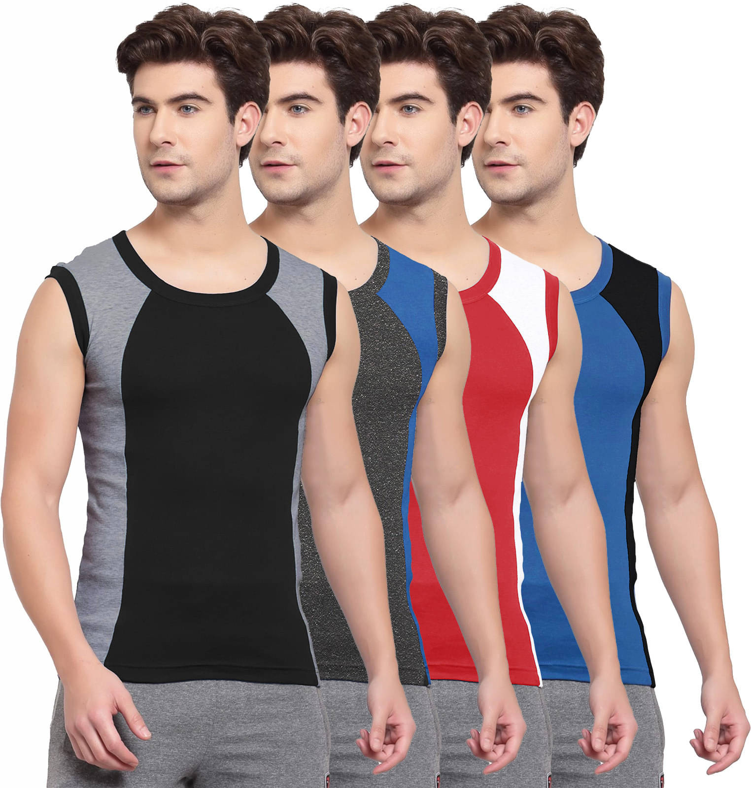     			Amul comfy Pack of 4 Cotton Basic Vest For Men ( Multicolor )
