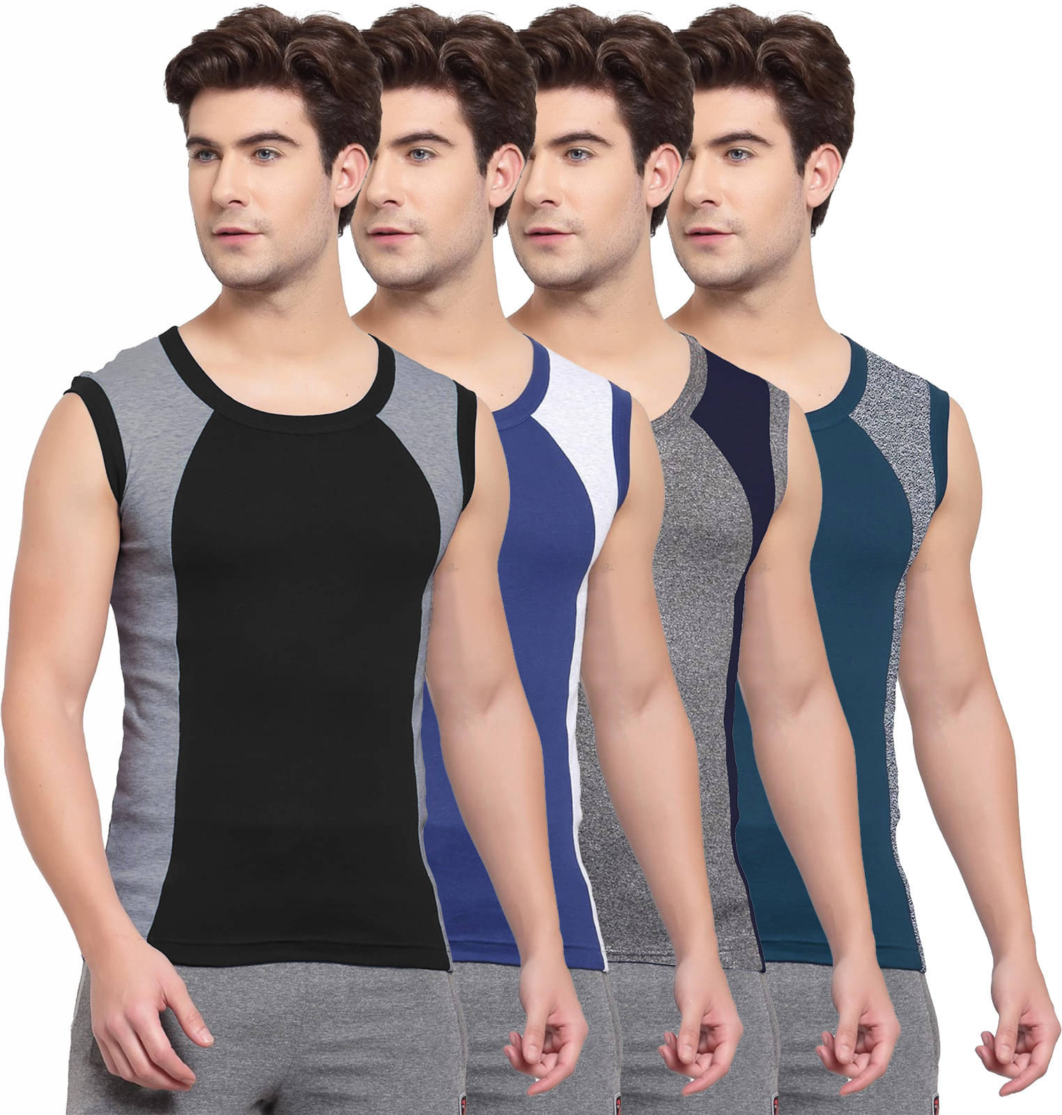 Amul comfy Pack of 4 Cotton Basic Vest For Men ( Multicolor ) Amul comfy Pack of 4 Cotton Basic Vest For Men ( Multicolor )